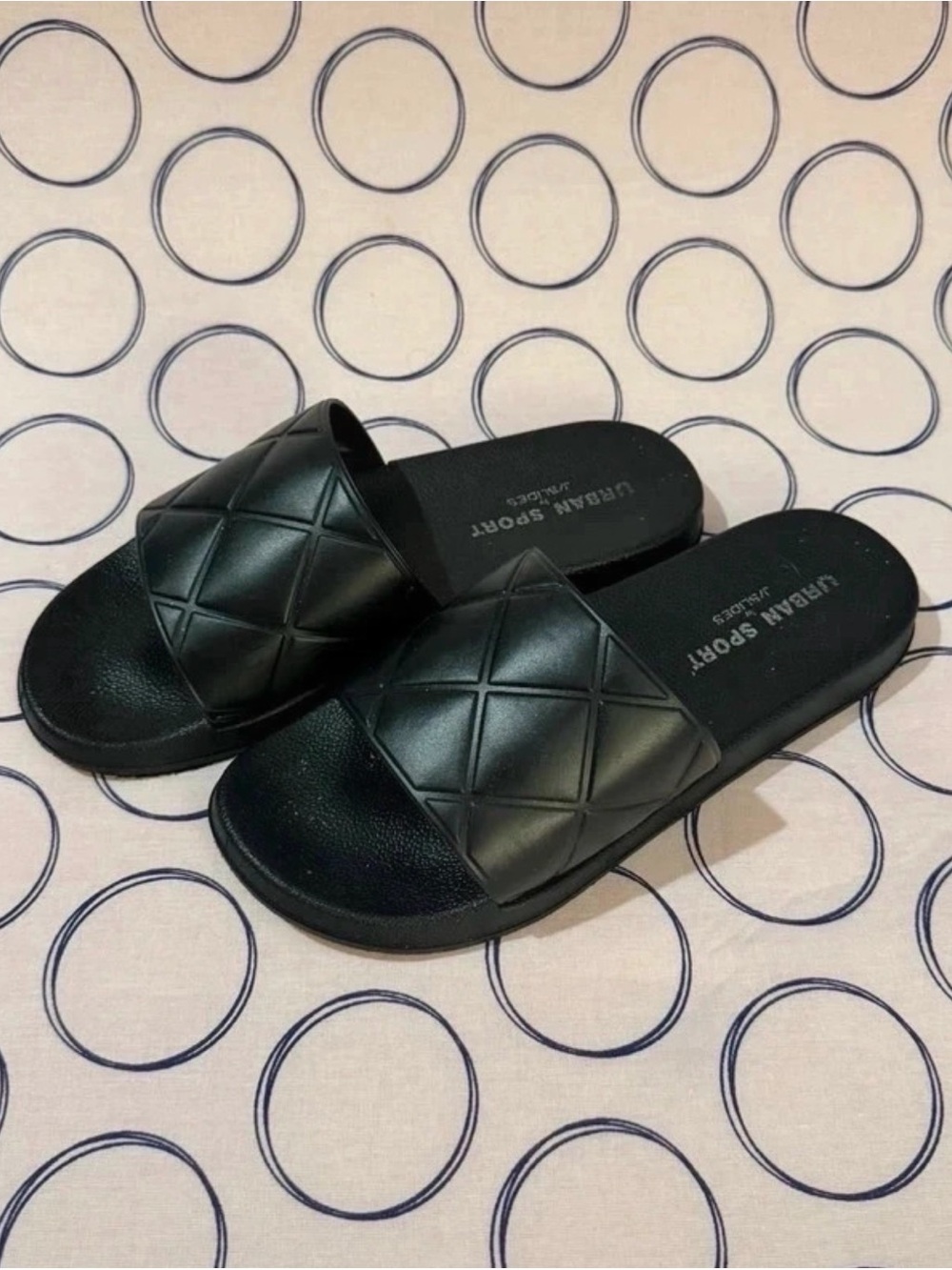 J Slides Black Quilted Slide Sandals
